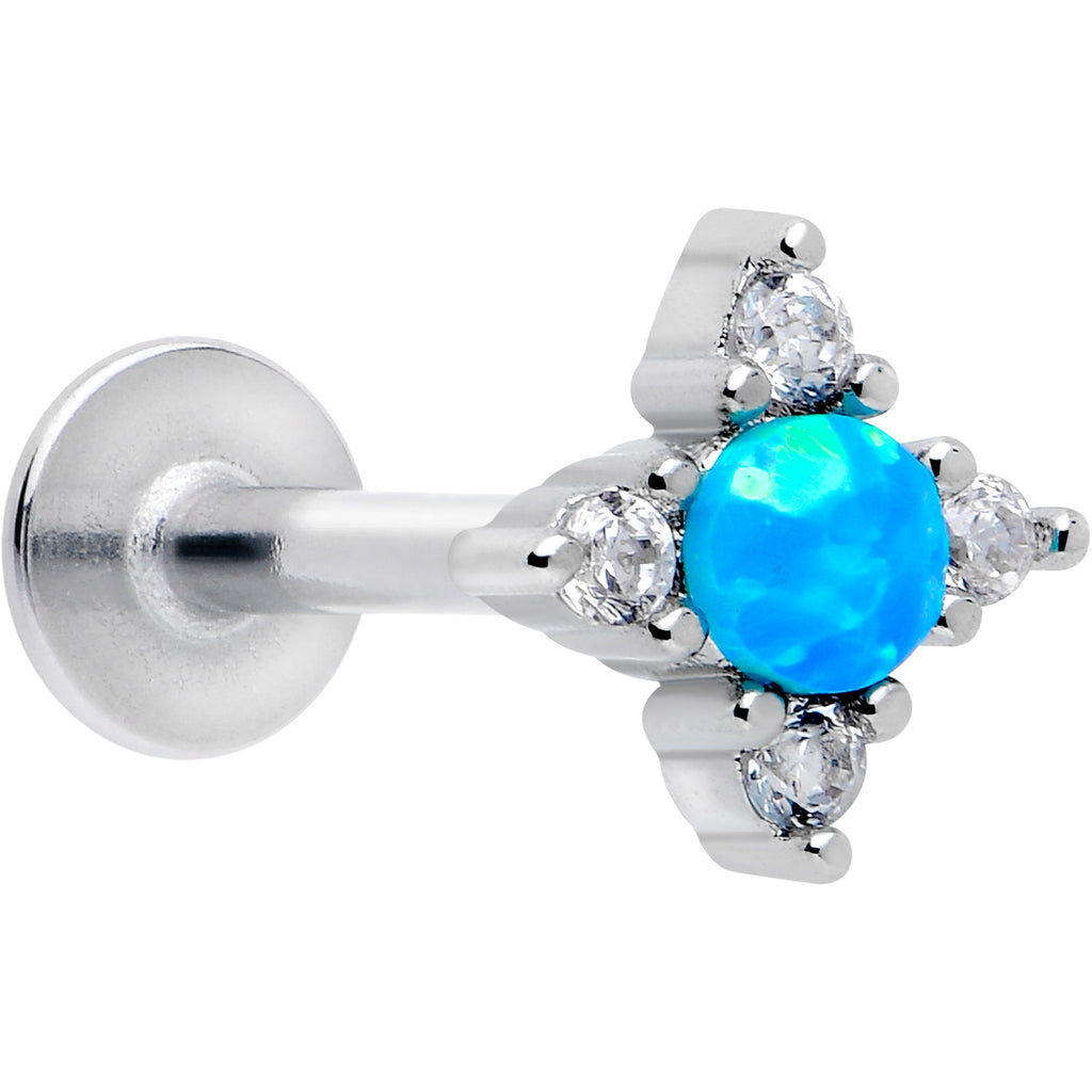 BodyCandy 16G 5/16 Blue Synthetic Opal Rhombus Star Flatback Stud — main product shot