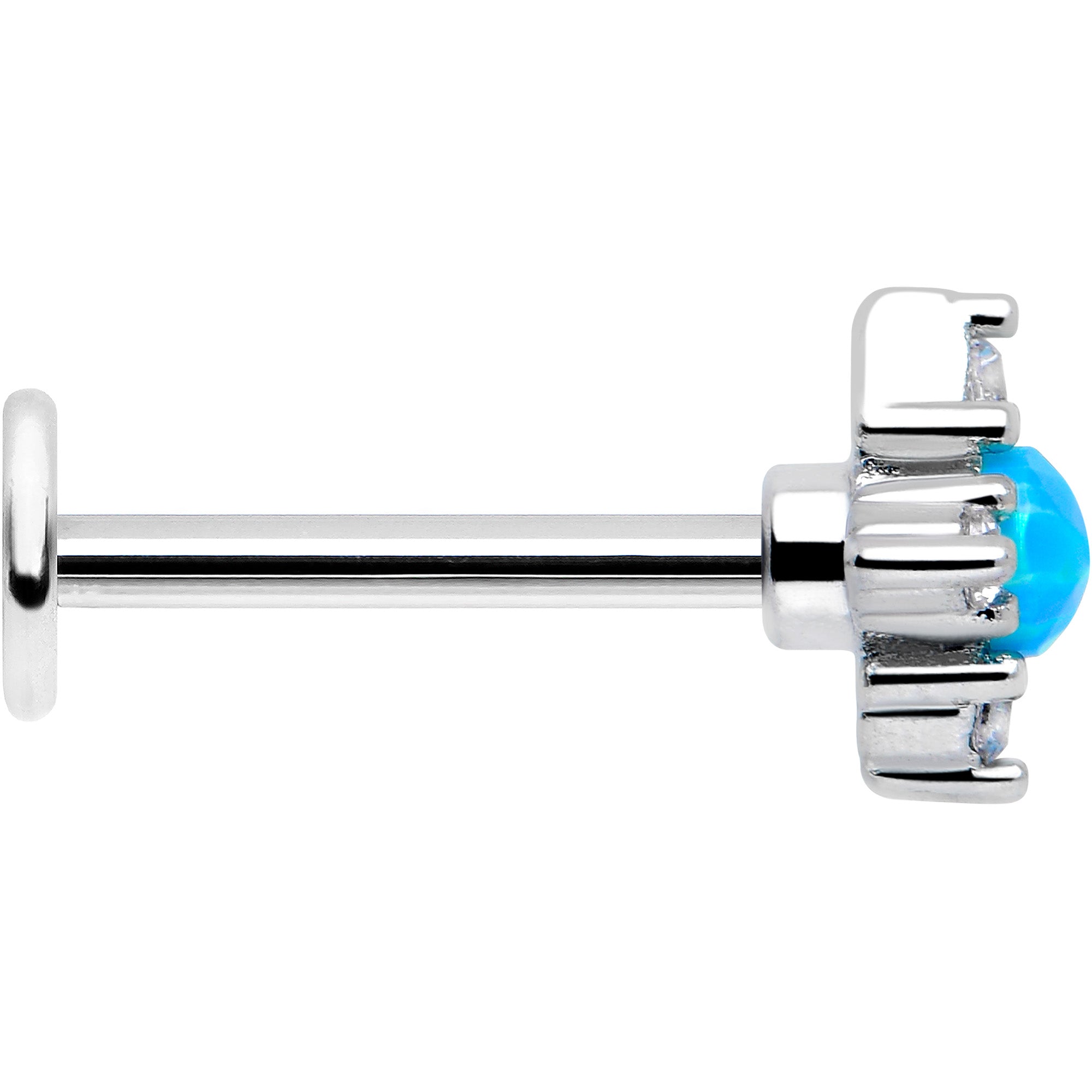 BodyCandy 16G 5/16 Blue Synthetic Opal Rhombus Star Flatback Stud — side view