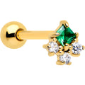 BodyCandy Green CZ Gem Gold Tone Rhombus Riot Barbell Tongue Ring — main product shot