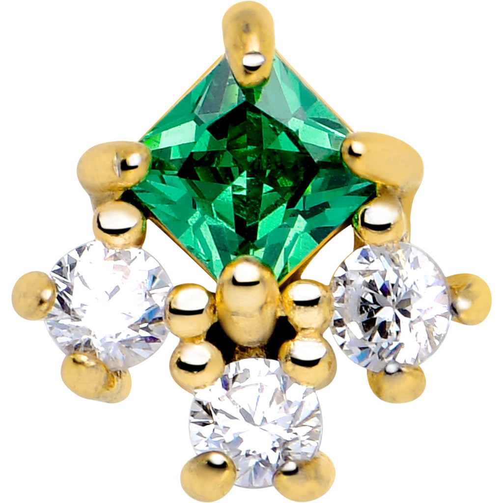 BodyCandy Green CZ Gem Gold Tone Rhombus Riot Barbell Tongue Ring — lifestyle context