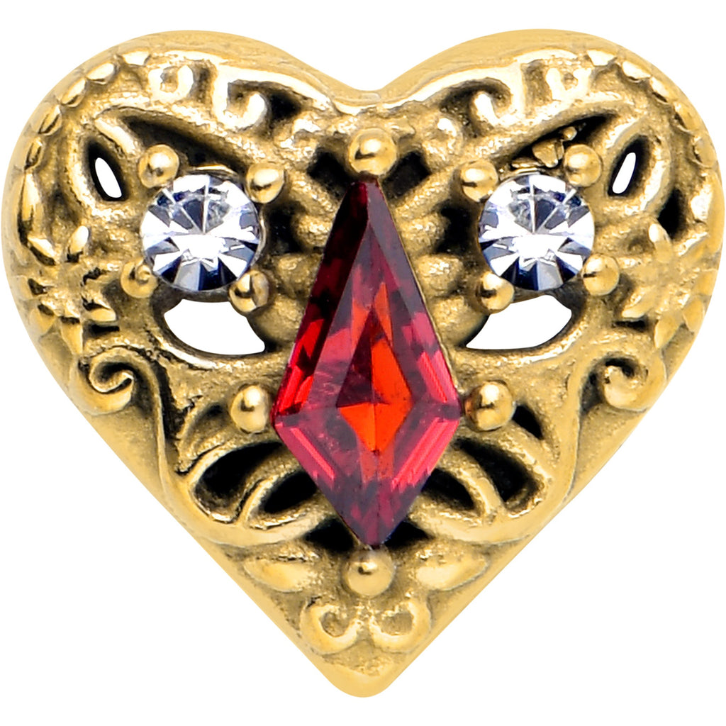 BodyCandy Red CZ Gem Gold Tone Heart Queen Barbell Tongue Ring — lifestyle context