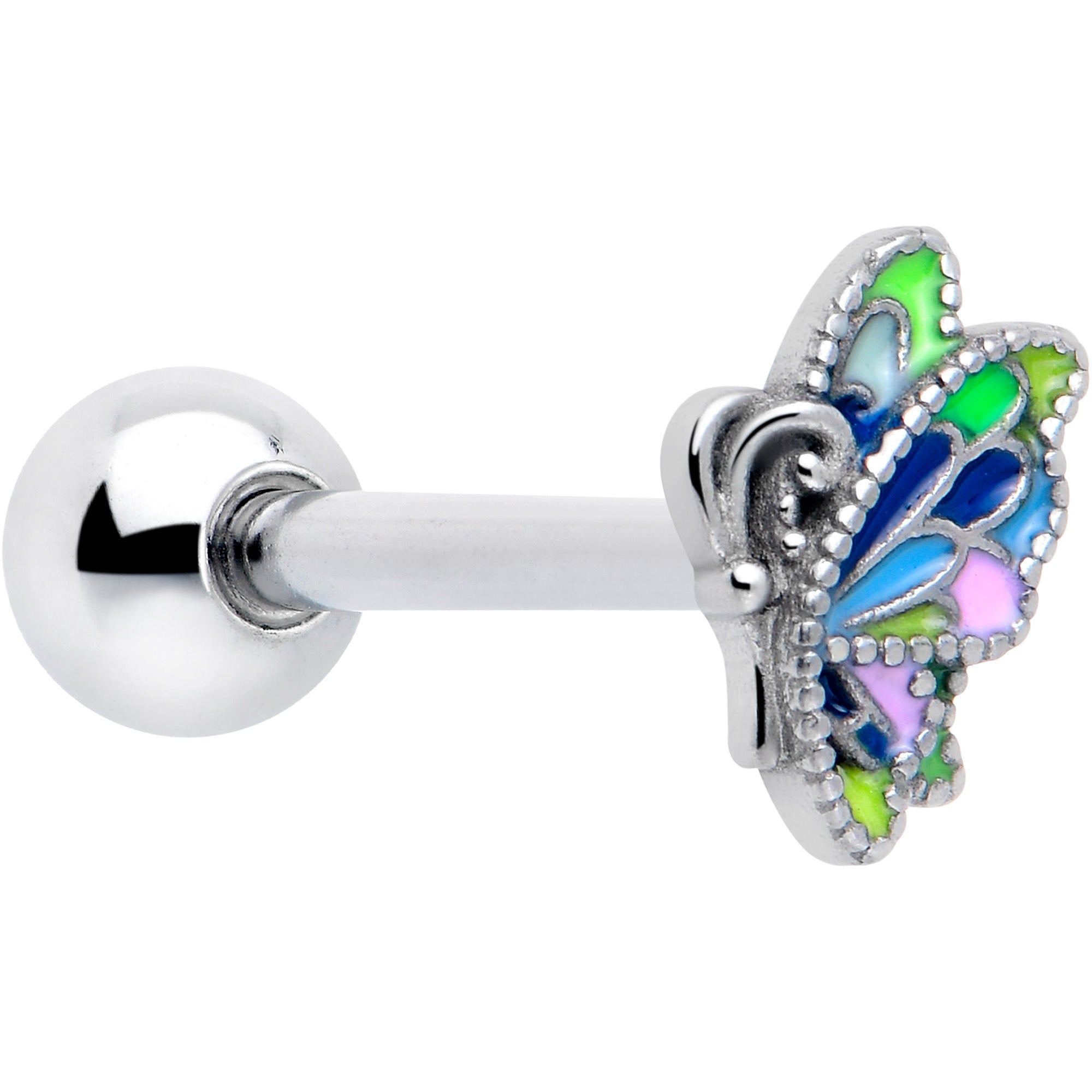 BodyCandy Pastel Profile Butterfly Barbell Tongue Ring — main product shot