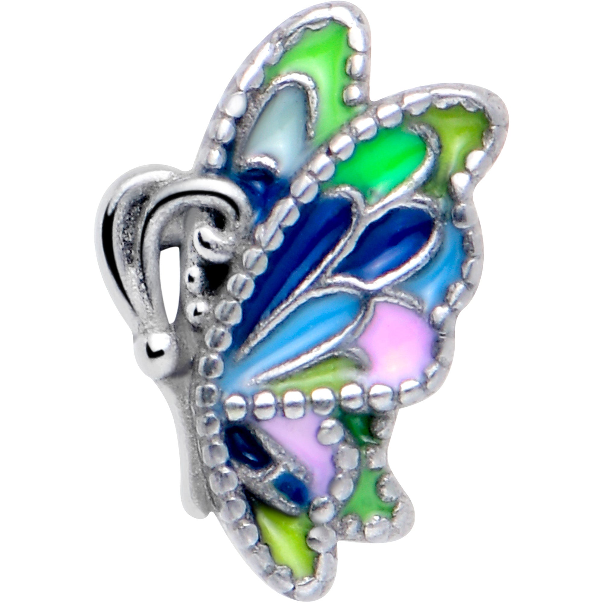 BodyCandy Pastel Profile Butterfly Barbell Tongue Ring — lifestyle context