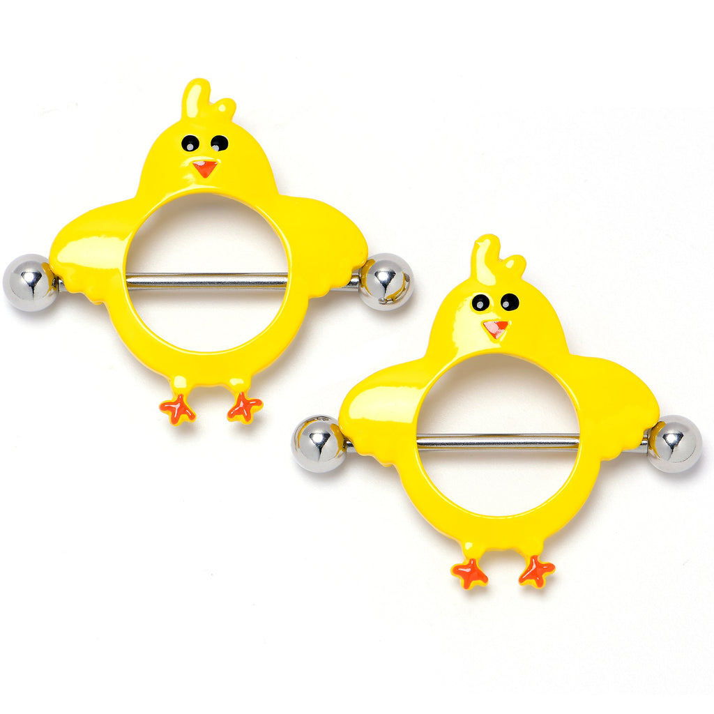 BodyCandy 14G 9/16 Little Yellow Chicks Nipple Shield Set — main product shot