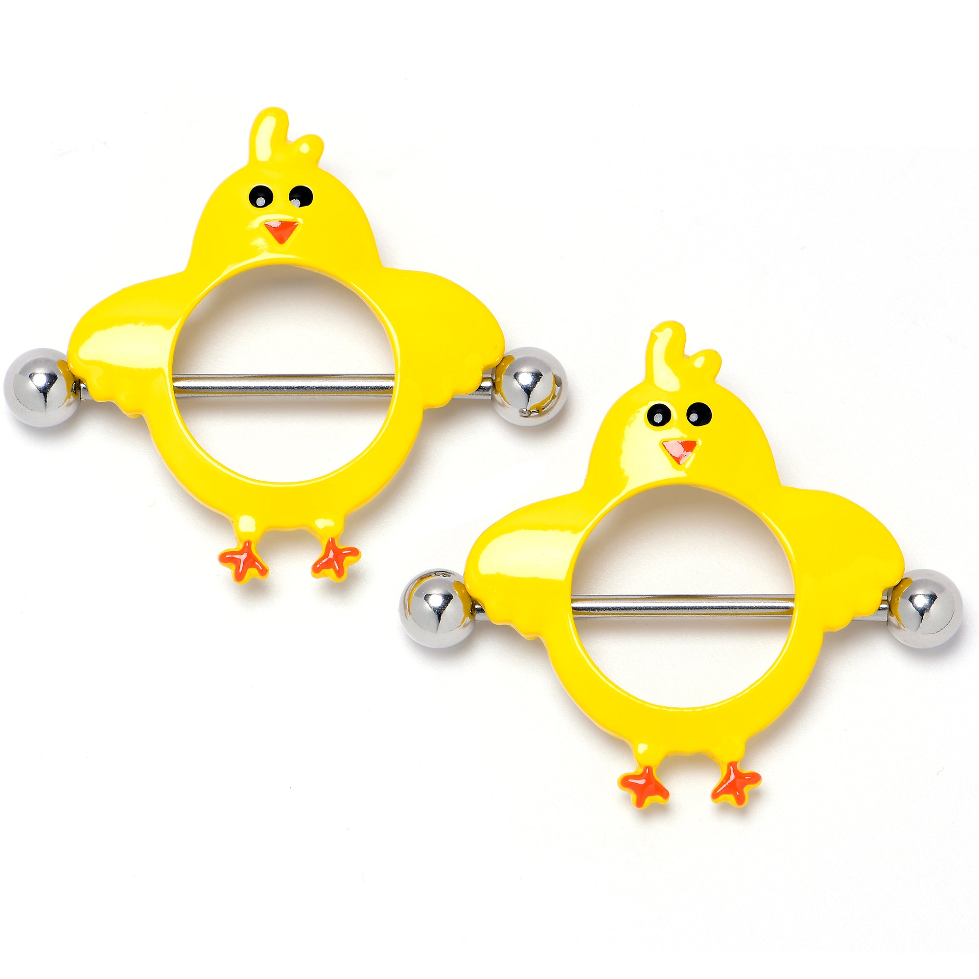 BodyCandy 14G 9/16 Little Yellow Chicks Nipple Shield Set — main product shot