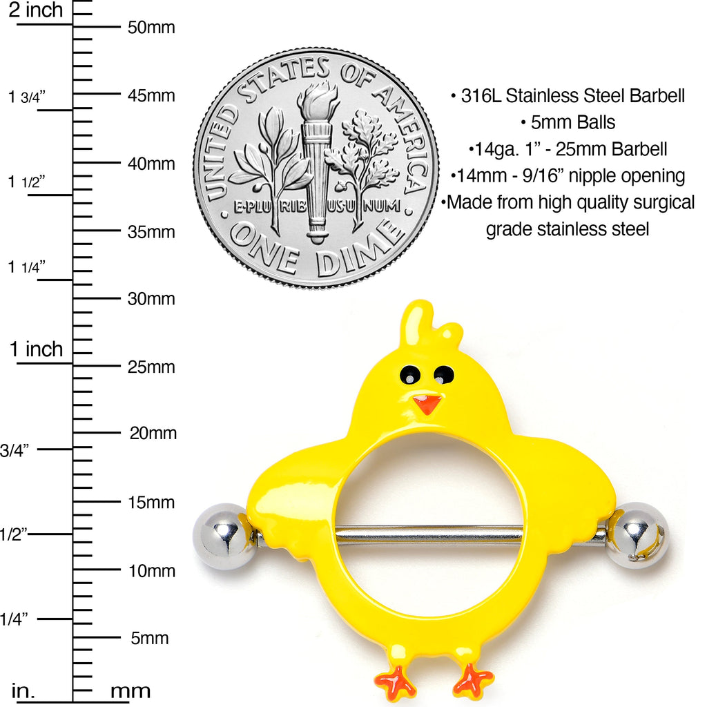 BodyCandy 14G 9/16 Little Yellow Chicks Nipple Shield Set — lifestyle context