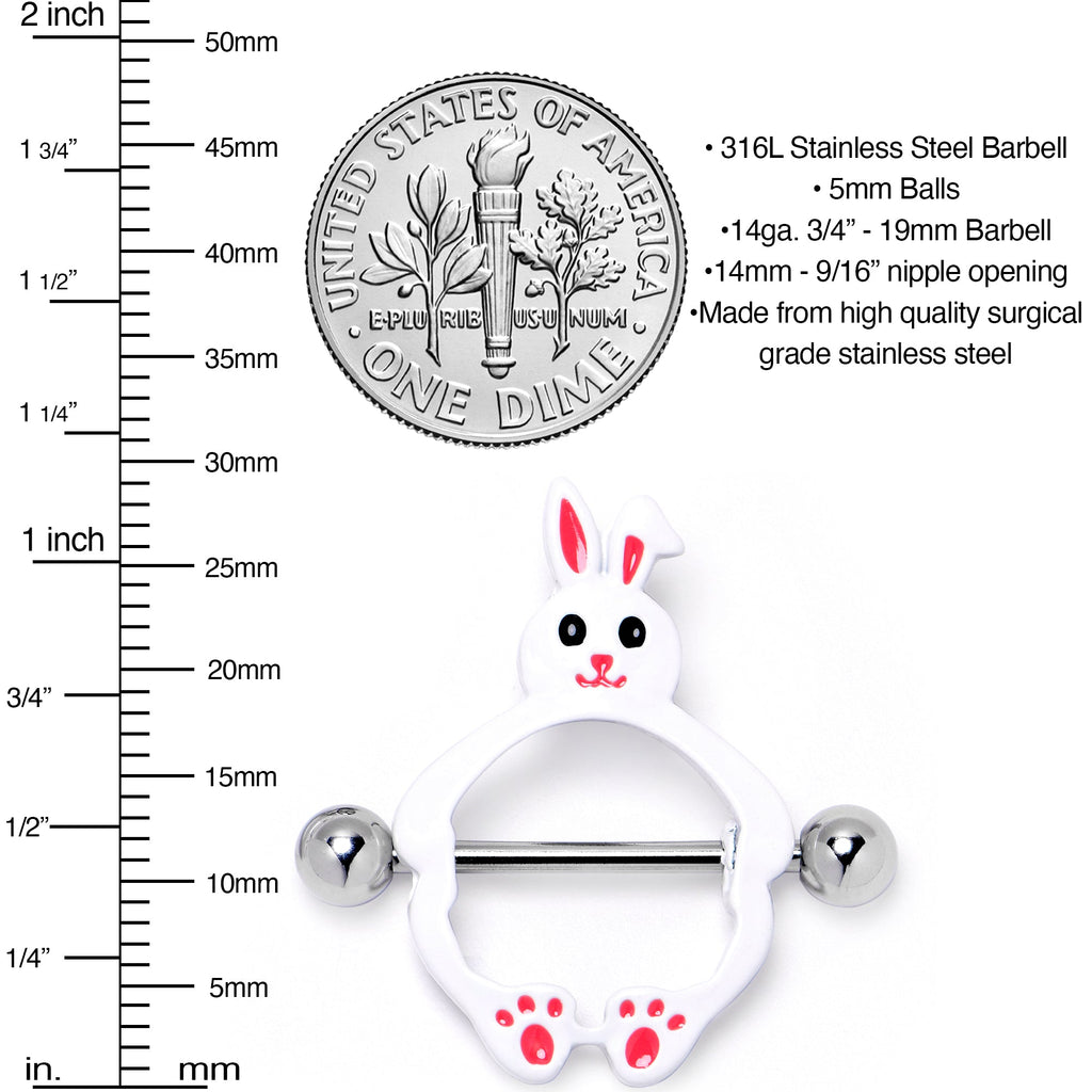 BodyCandy 14G 9/16 Bunny White Rabbit Nipple Shield Set — lifestyle context