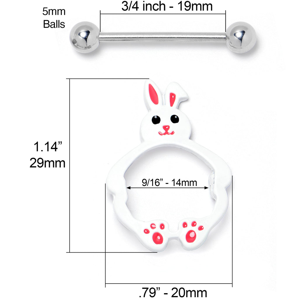 BodyCandy 14G 9/16 Bunny White Rabbit Nipple Shield Set — side view