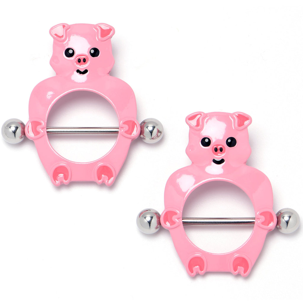 BodyCandy 14G 9/16 Happy Pink Pigs Nipple Shield Set — main product shot