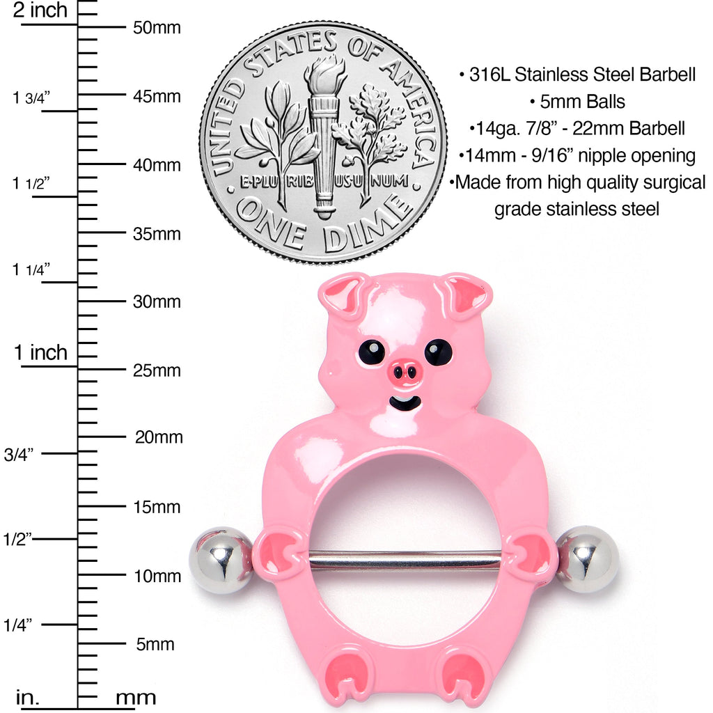 BodyCandy 14G 9/16 Happy Pink Pigs Nipple Shield Set — lifestyle context