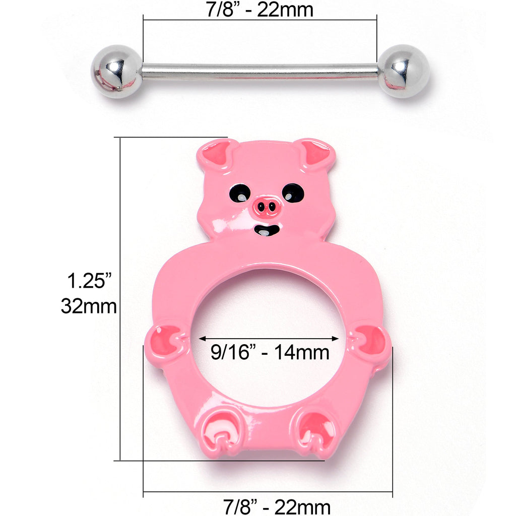 BodyCandy 14G 9/16 Happy Pink Pigs Nipple Shield Set — back view