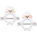 BodyCandy 14G 9/16 Sweetheart Sheep White Nipple Shield Set — main product shot