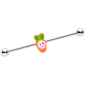 14G Surprise Carrot Easter Bunny Industrial Barbell 38mm