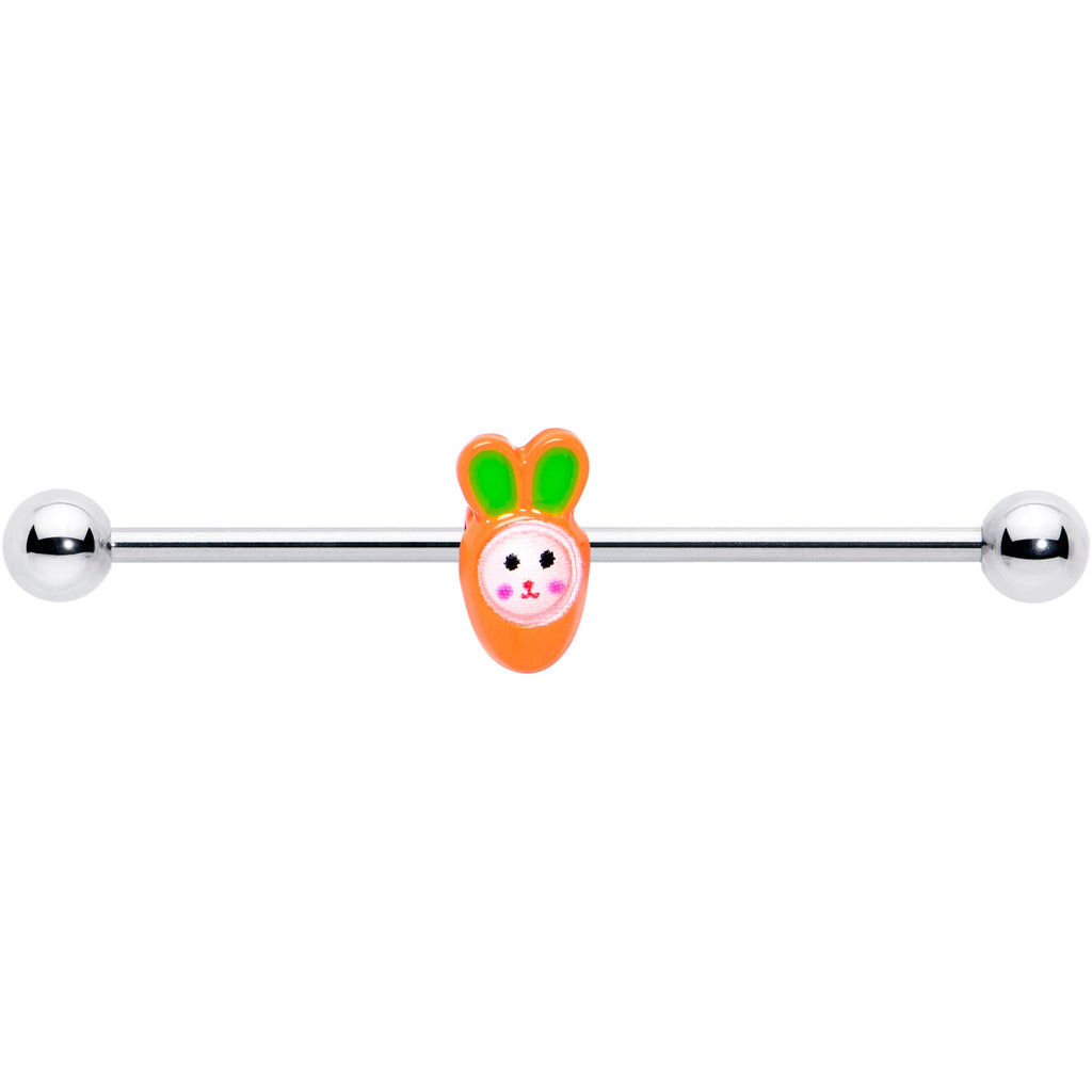 BodyCandy 14G Surprise Carrot Easter Bunny Industrial Barbell 38mm — detail close-up