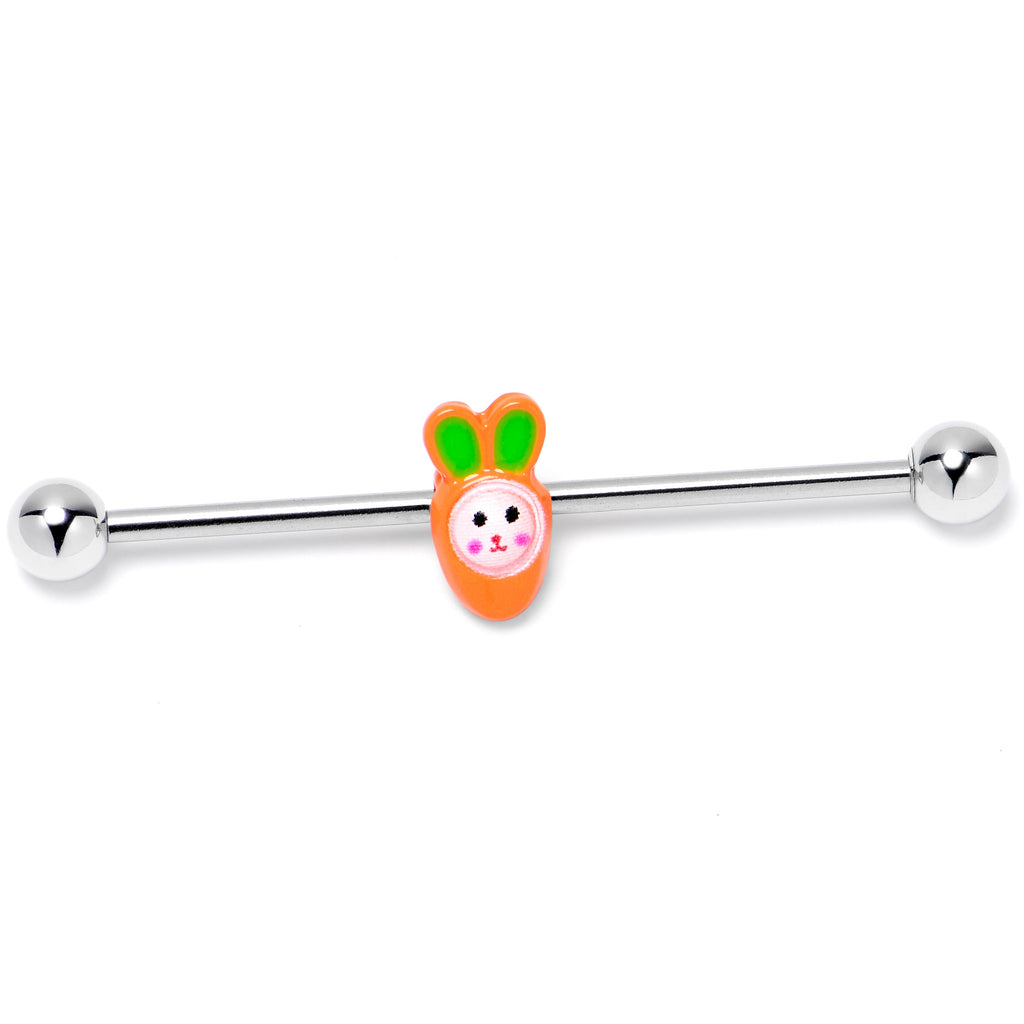 BodyCandy 14G Surprise Carrot Easter Bunny Industrial Barbell 38mm — side view