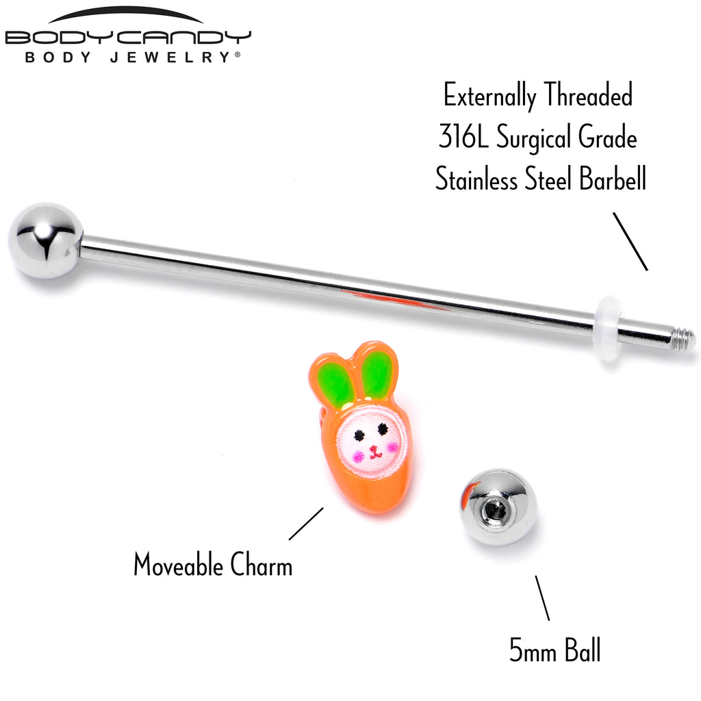 BodyCandy 14G Surprise Carrot Easter Bunny Industrial Barbell 38mm — back view