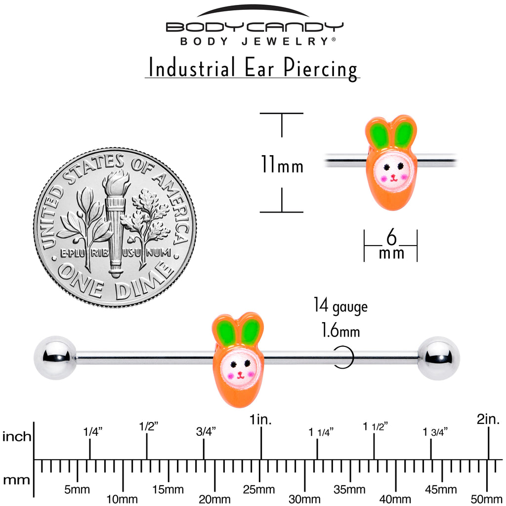 BodyCandy 14G Surprise Carrot Easter Bunny Industrial Barbell 38mm — alternative angle