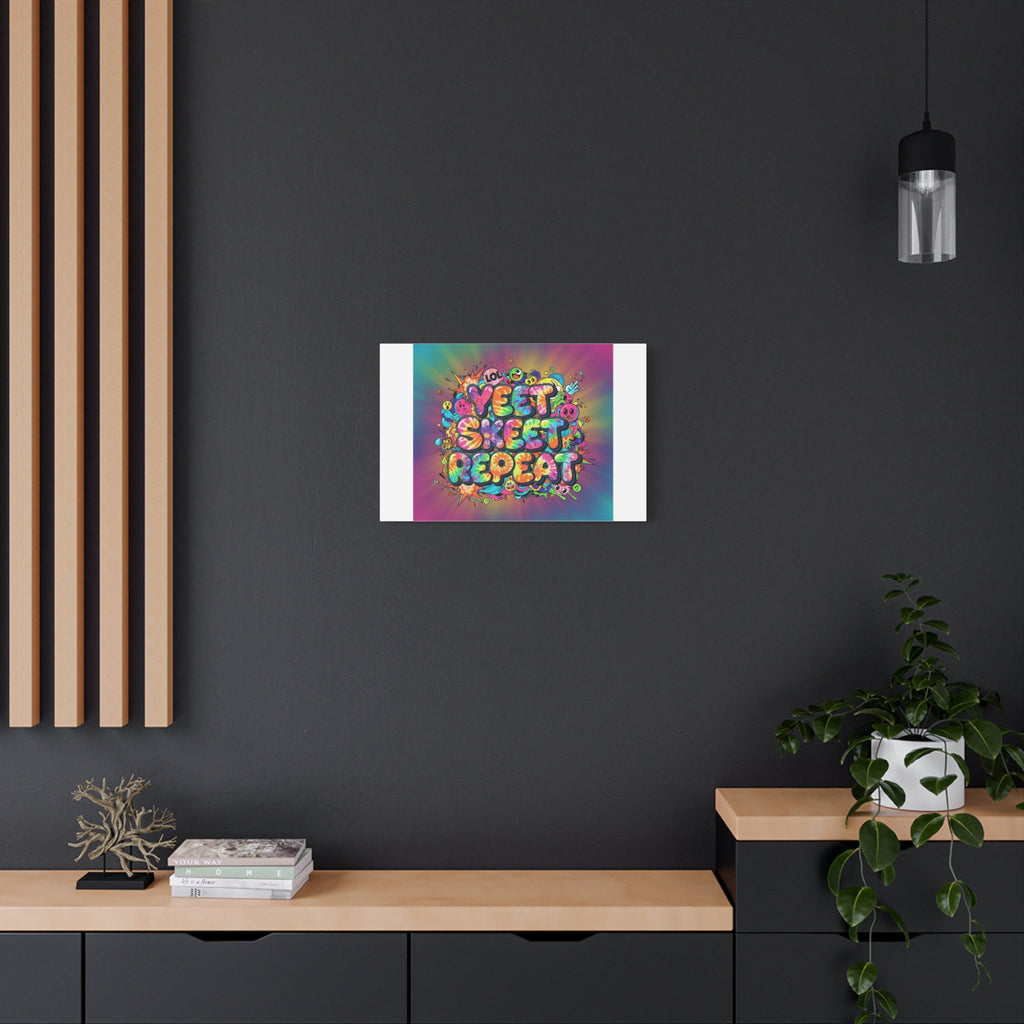 Yeet Skeet Repeat Canvas | Slogan & Glitch Graphic, Meme Phrase Wall Art