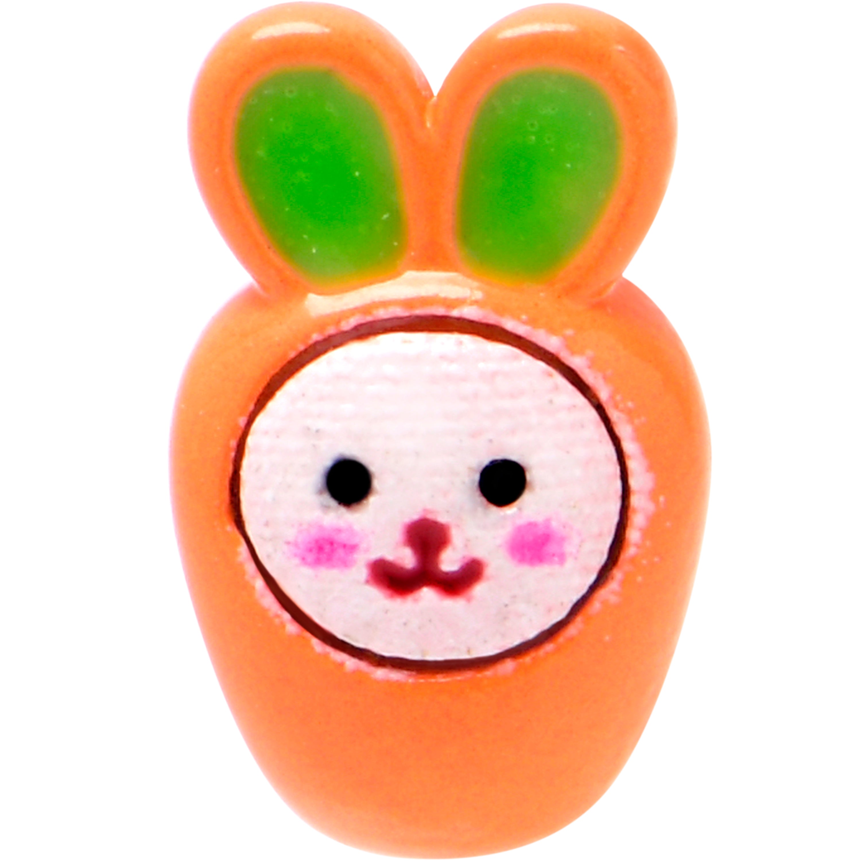 BodyCandy 16G 1/4 Surprise Carrot Easter Bunny Cartilage Tragus Earring — detail close-up