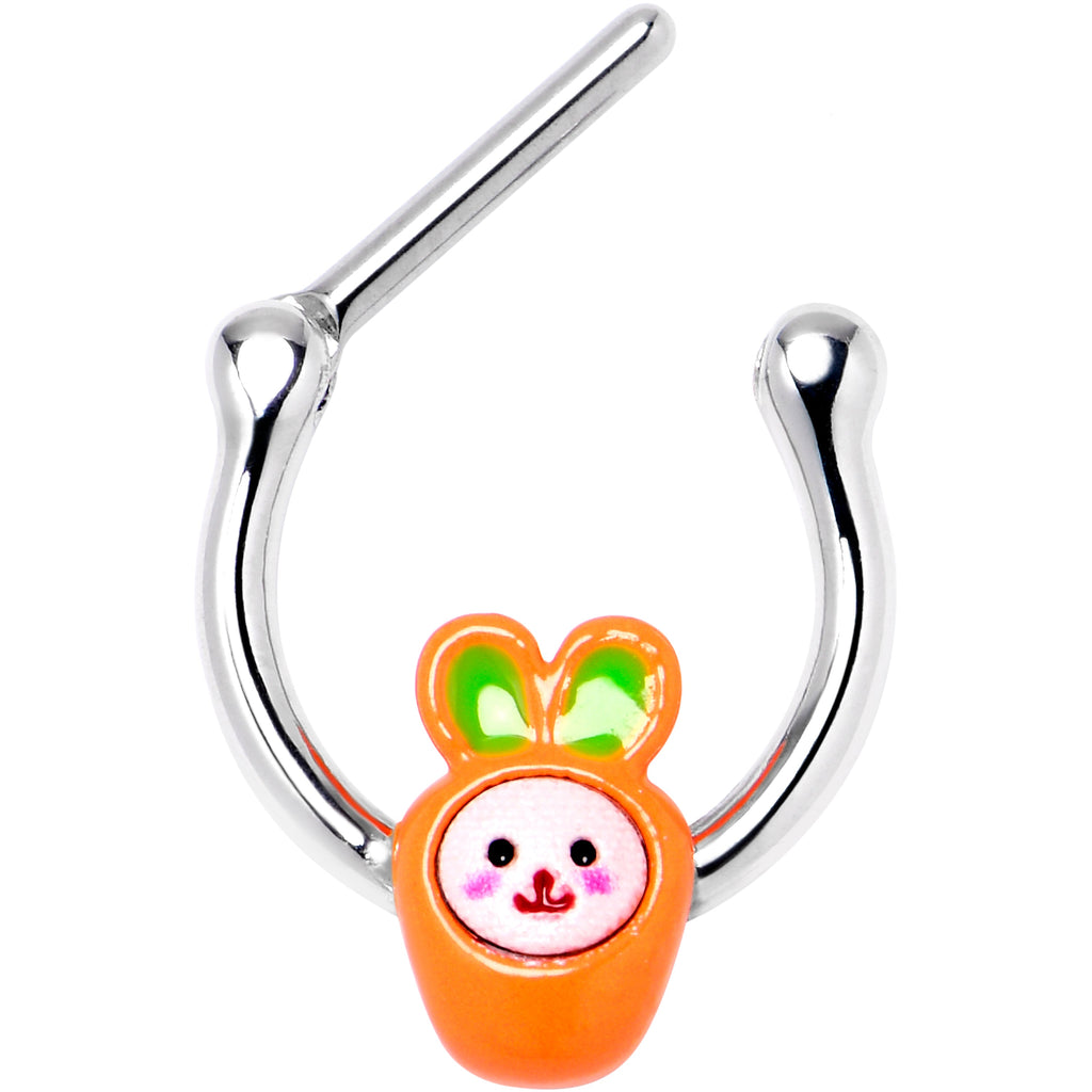 BodyCandy 16G 5/16 Surprise Carrot Easter Bunny Cartilage Clicker — detail close-up