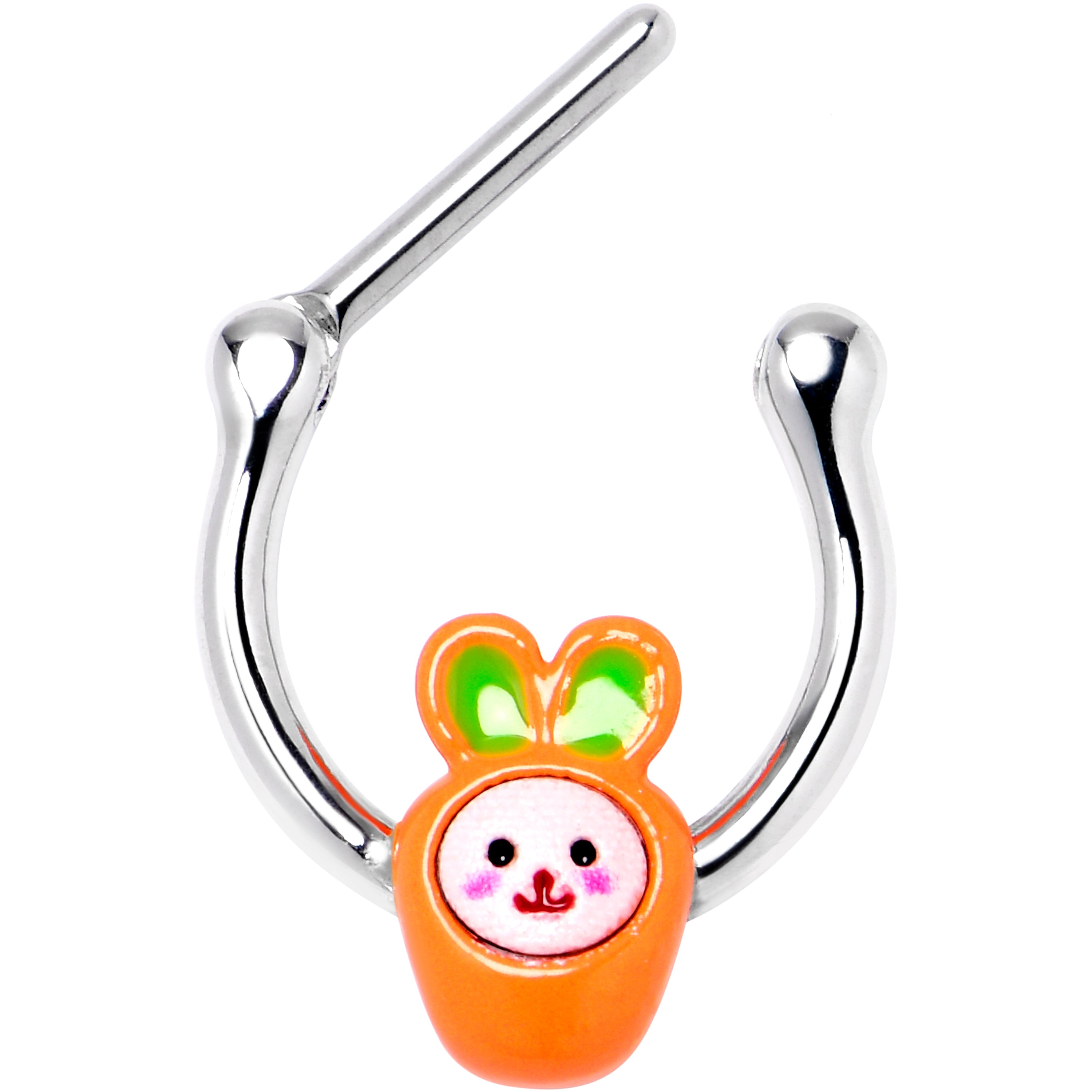 BodyCandy 16G 5/16 Surprise Carrot Easter Bunny Cartilage Clicker — detail close-up