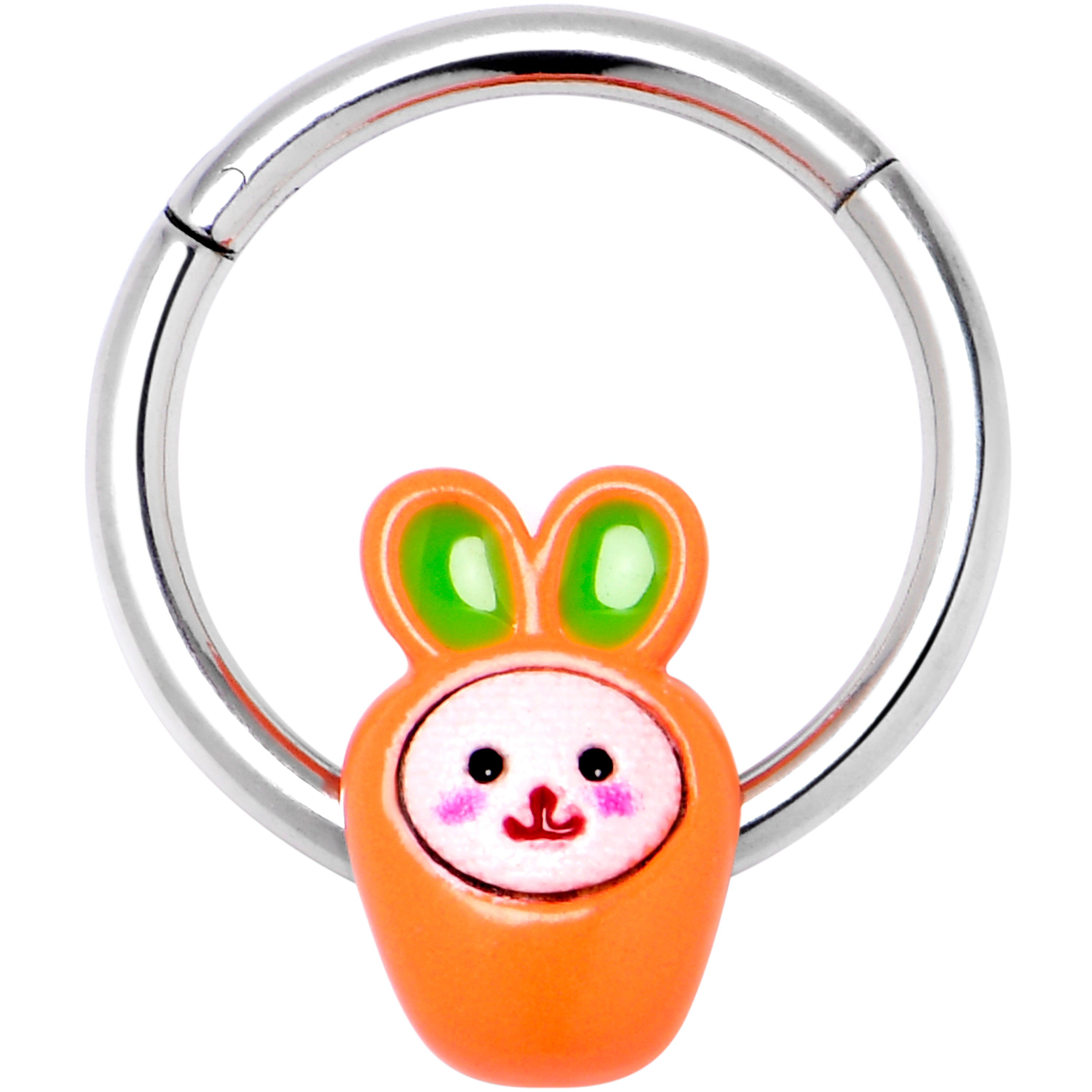 BodyCandy 16G 3/8 Surprise Carrot Easter Bunny Hinged Segment Ring — main product shot