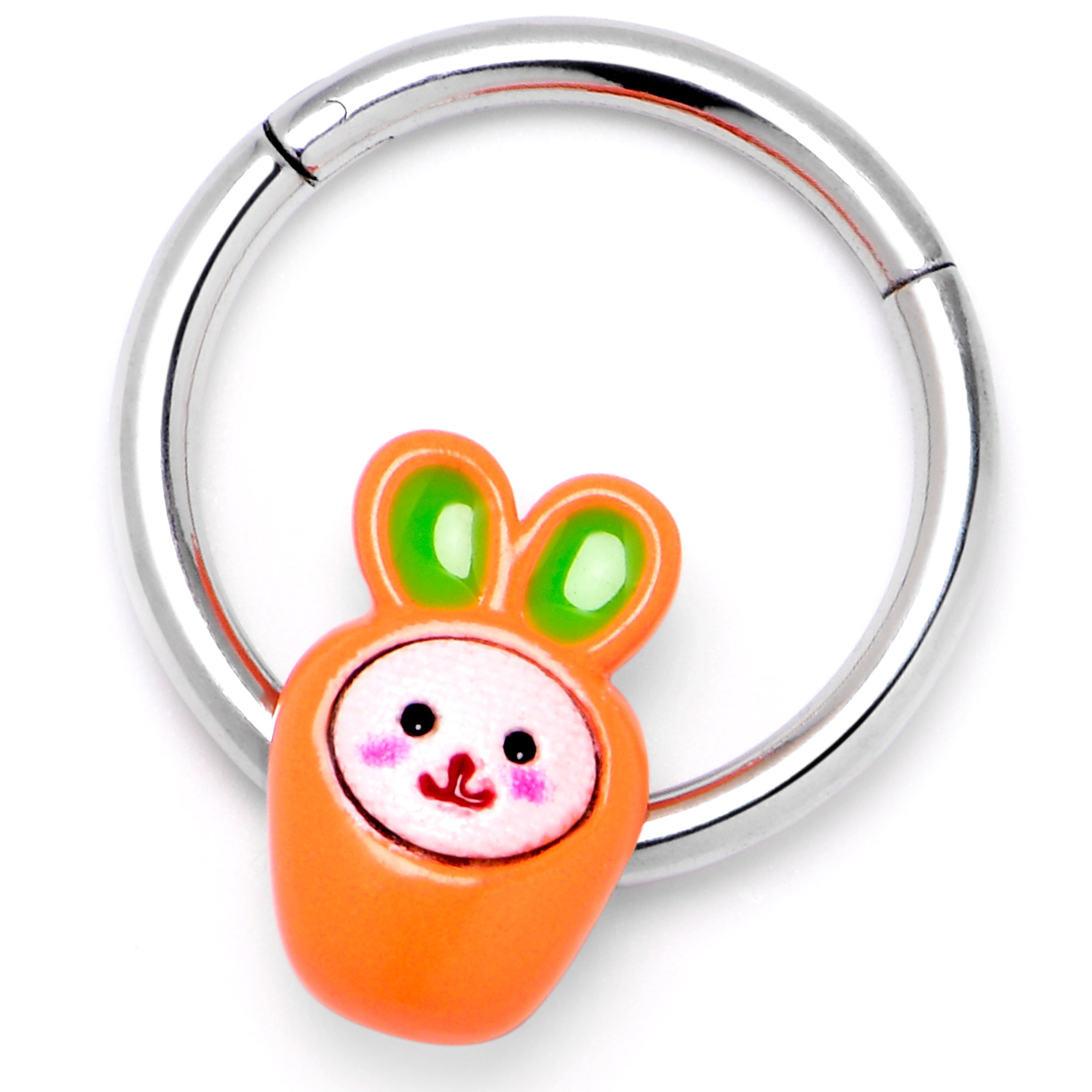 BodyCandy 16G 3/8 Surprise Carrot Easter Bunny Hinged Segment Ring — side view