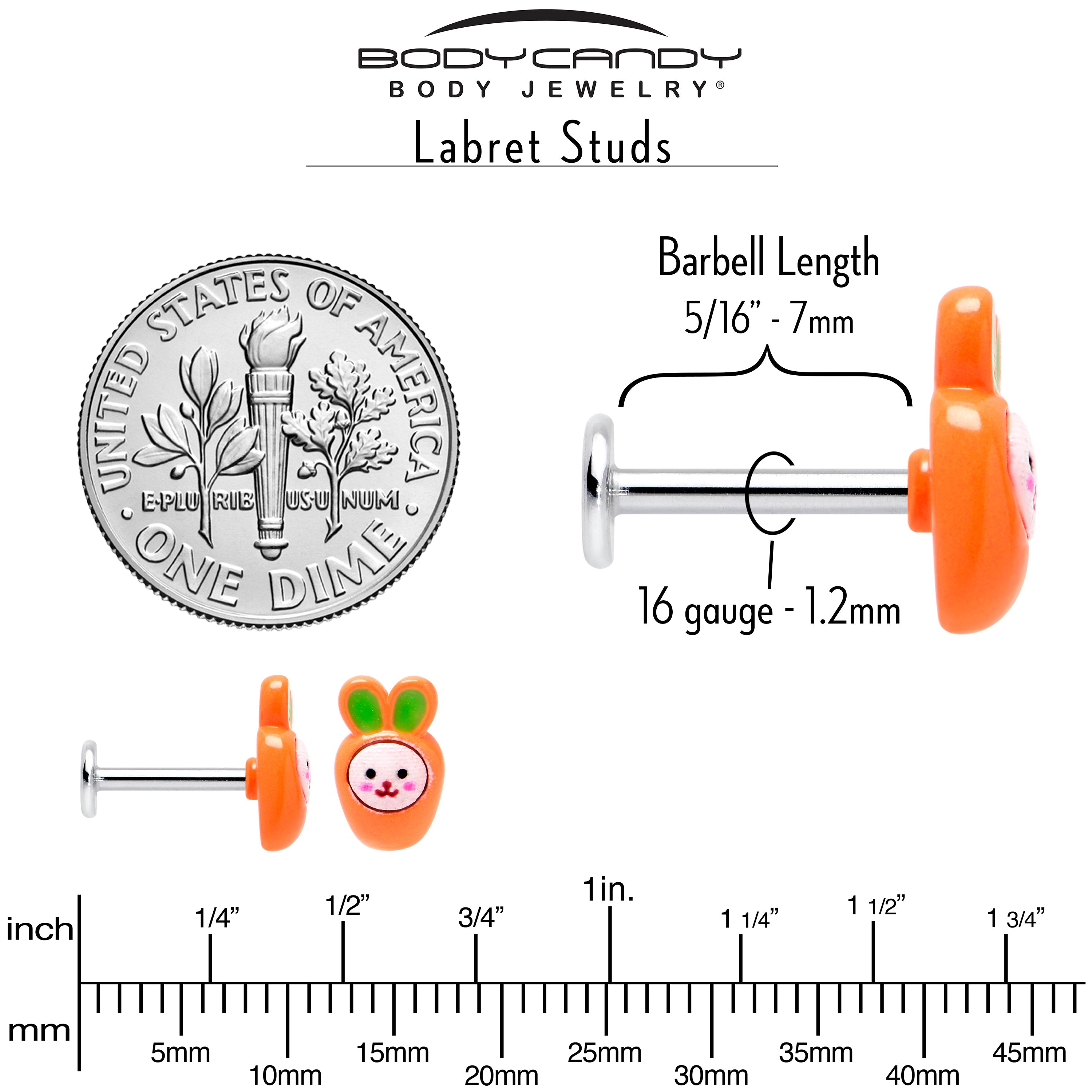 BodyCandy 16G 5/16 Surprise Carrot Easter Bunny Labret Monroe Tragus — alternative angle