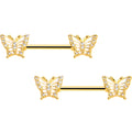 BodyCandy 14G 9/16 CZ Gem Airy Butterfly Barbell Nipple Ring Set — lifestyle context