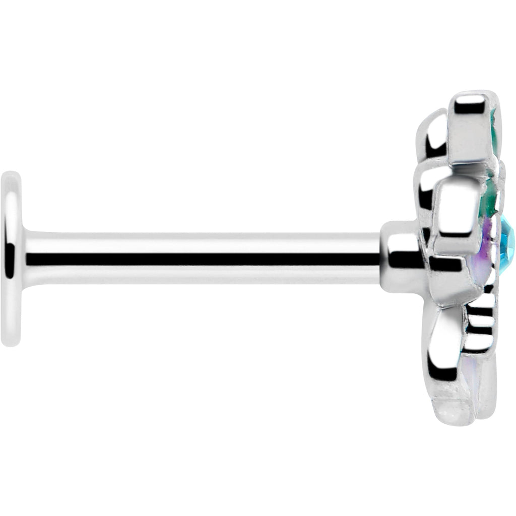 BodyCandy 16G 5/16 Blue Gem Faerie Flower Purple Labret Monroe Tragus — side view