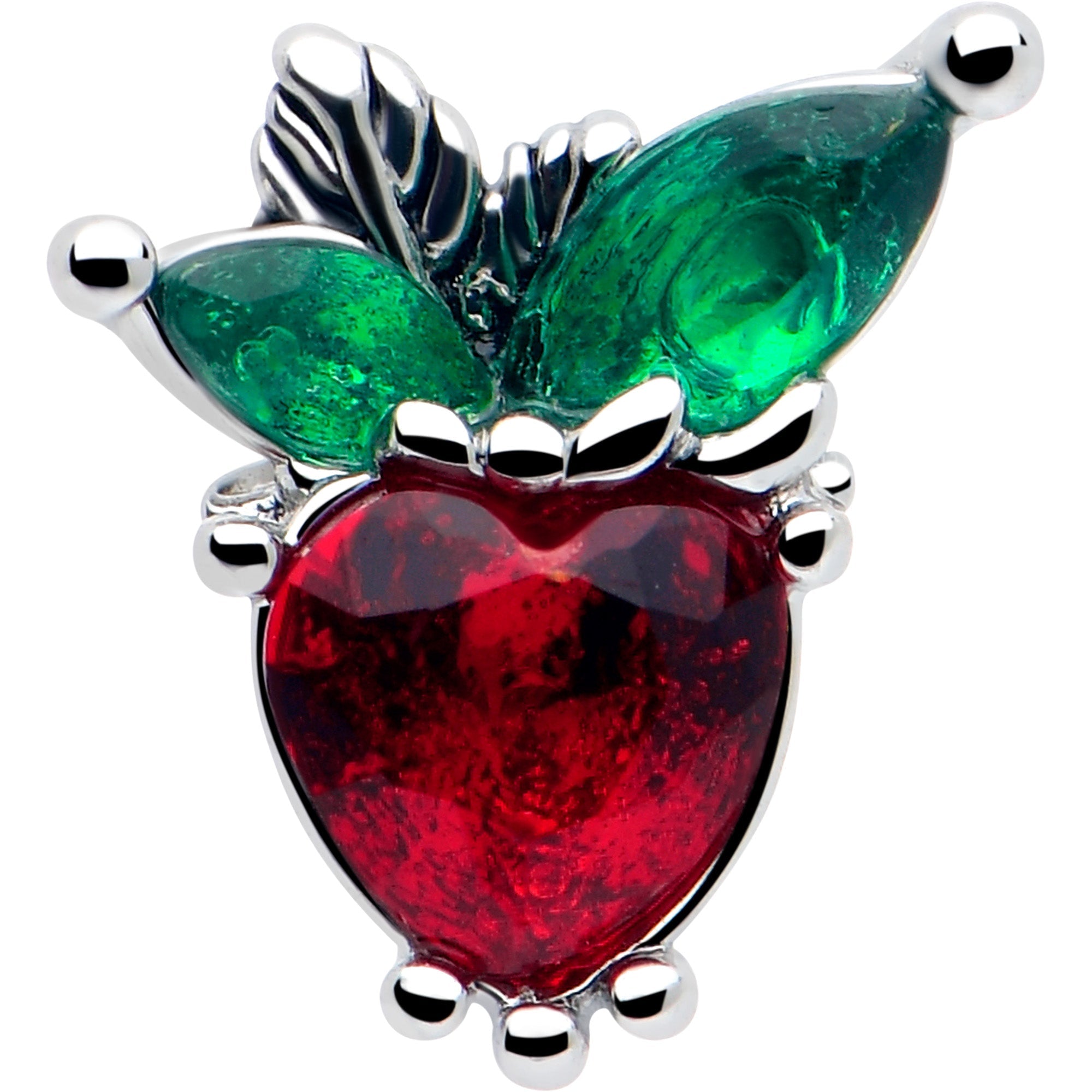 BodyCandy 16G 5/16 Red Green Gem Strawberry Heart Labret Monroe Tragus — lifestyle context