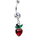 BodyCandy Clear Red Green Gem Strawberry Heart Dangle Belly Ring — main product shot