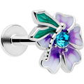 BodyCandy 16G 1/4 Blue Gem Faerie Flower Purple Labret — main product shot