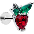 BodyCandy 16G 1/4 Red Green Gem Strawberry Heart Labret — main product shot