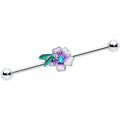 BodyCandy 14G Blue Gem Faerie Flower Purple Industrial Barbell 38mm — main product shot