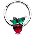 BodyCandy 16G 3/8 Red Green Gem Strawberry Heart Hinged Segment Ring — main product shot