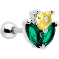 BodyCandy 16G 1/4 Yellow Green CZ Gem Love Flower Cartilage Tragus Earring — main product shot