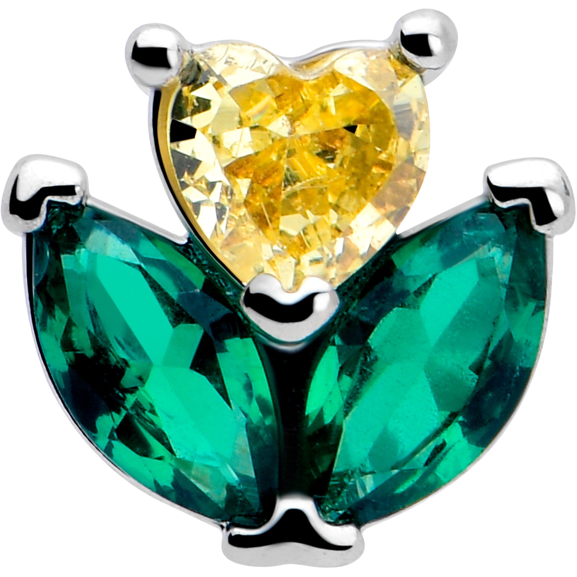 BodyCandy 16G 1/4 Yellow Green CZ Gem Love Flower Cartilage Tragus Earring — lifestyle context
