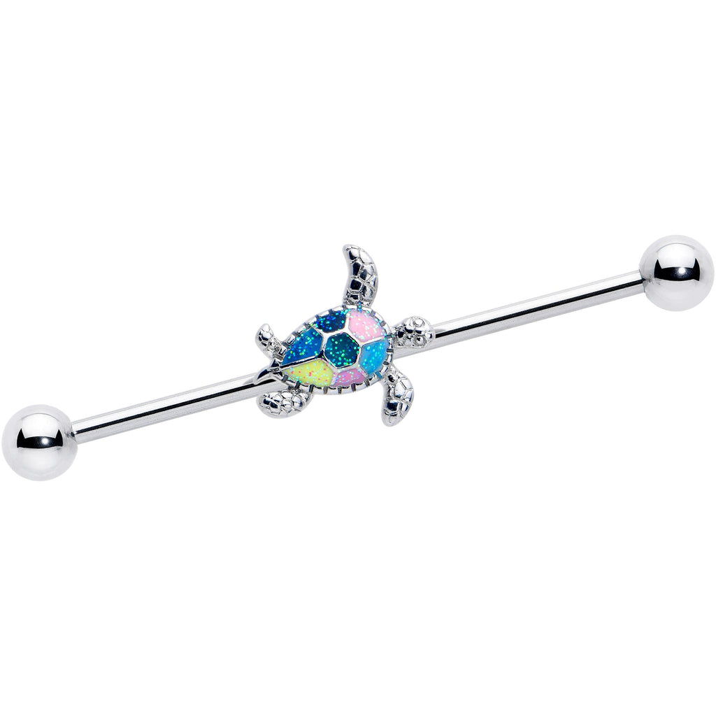 BodyCandy 14G Glitter Turtle Industrial Barbell 38mm — main product shot