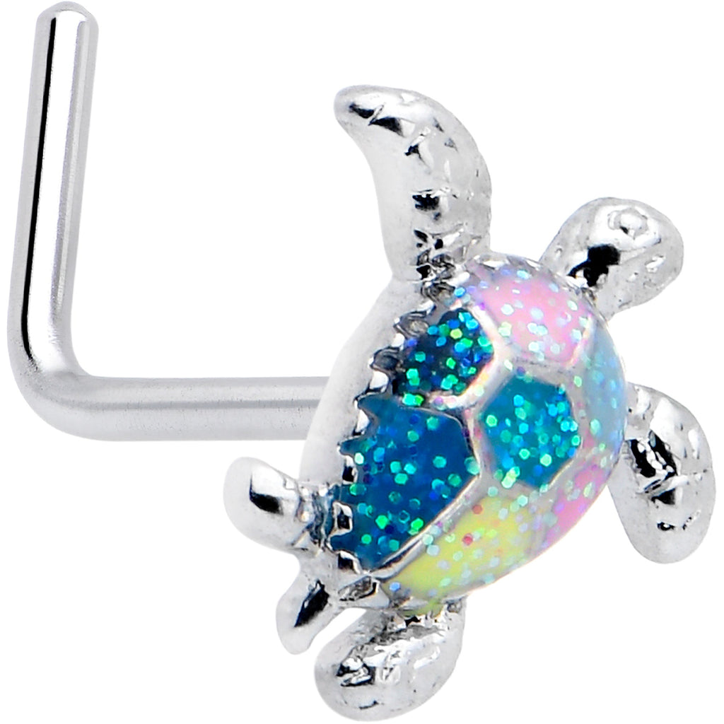 BodyCandy 20G 7mm Glitter Turtle L Shape Nose Ring — main product shot