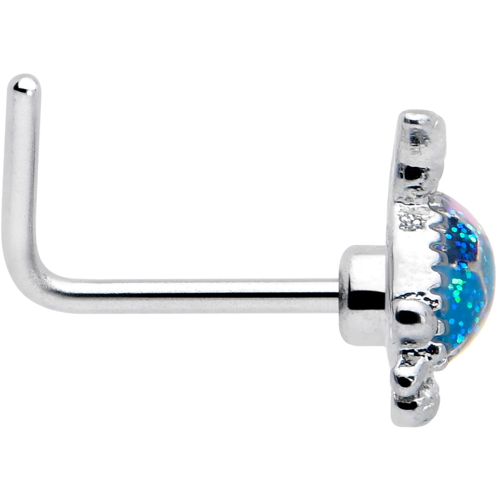 BodyCandy 20G 7mm Glitter Turtle L Shape Nose Ring — side view