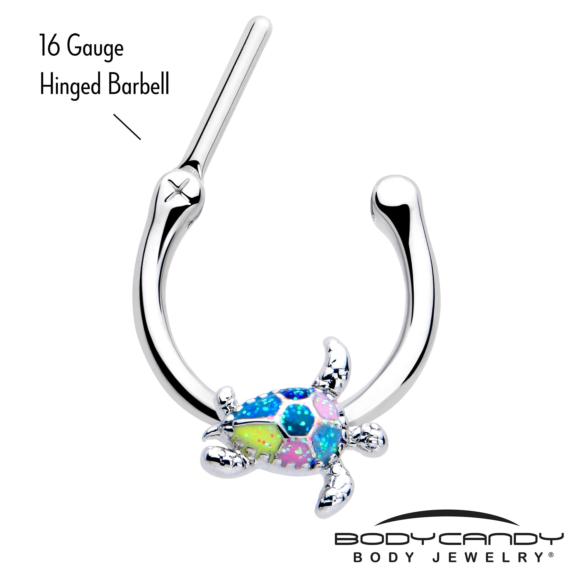 BodyCandy 16G 5/16 Glitter Turtle Cartilage Clicker — lifestyle context