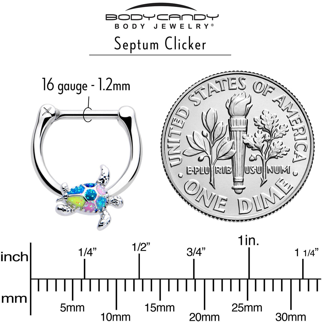 BodyCandy 16G 5/16 Glitter Turtle Cartilage Clicker — side view
