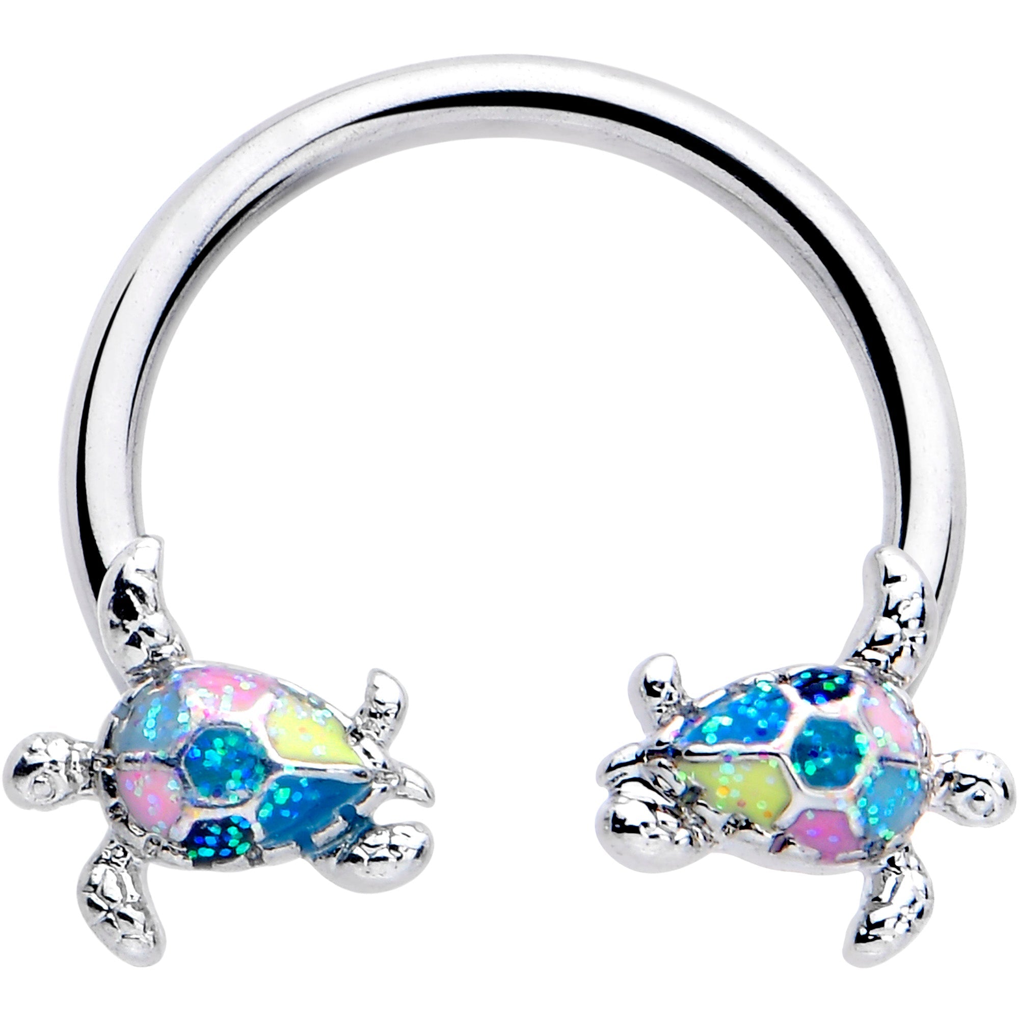BodyCandy 16G 3/8 Glitter Turtle Horseshoe Circular Barbell — main product shot