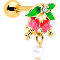 BodyCandy 16G 1/4 Clear CZ Gem Gold Tone Bell Flower Cartilage Tragus Earring — main product shot