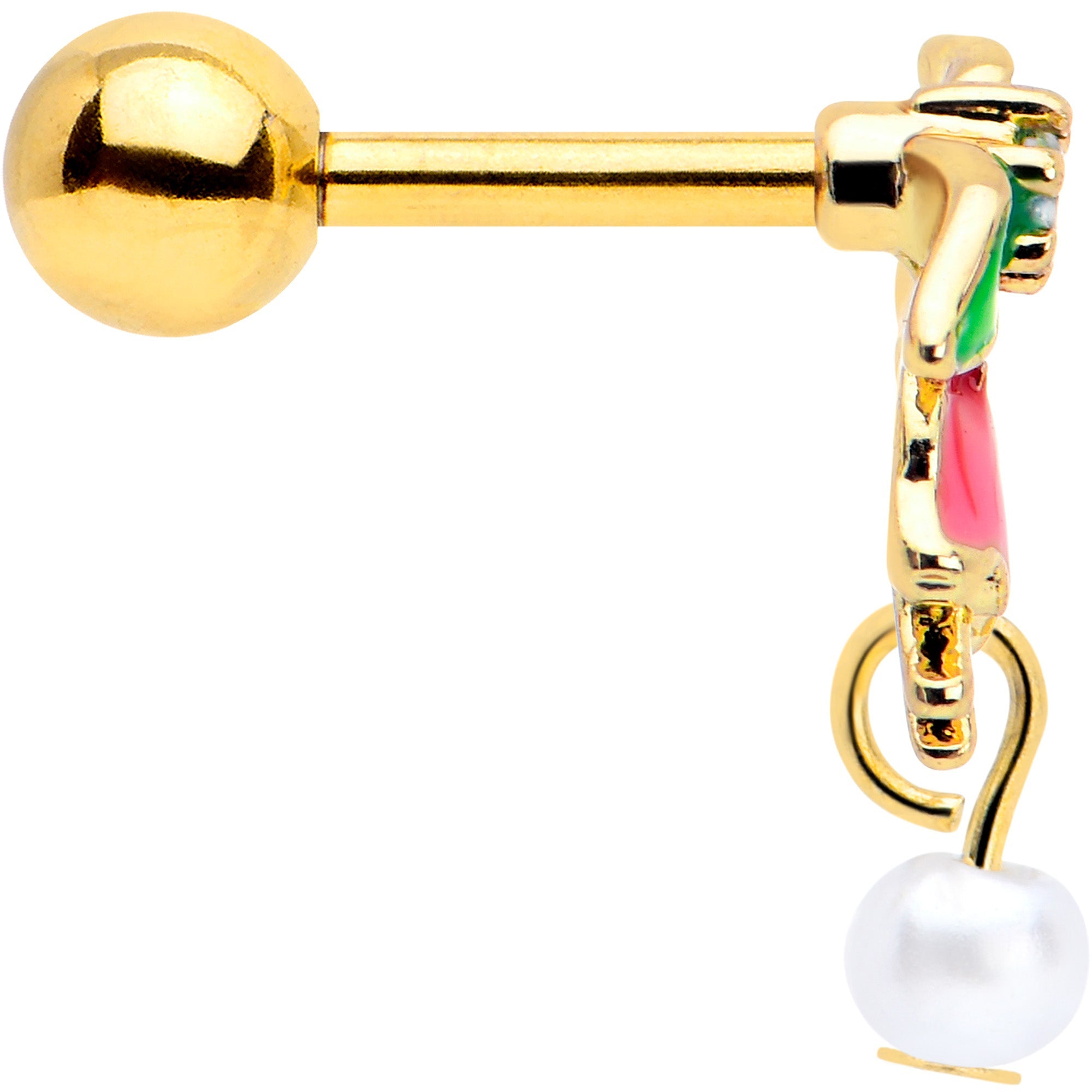 BodyCandy 16G 1/4 Clear CZ Gem Gold Tone Bell Flower Cartilage Tragus Earring — side view