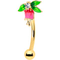 BodyCandy 16G 5/16 Clear CZ Gem Gold Tone Bell Flower Curved Eyebrow Ring — main product shot