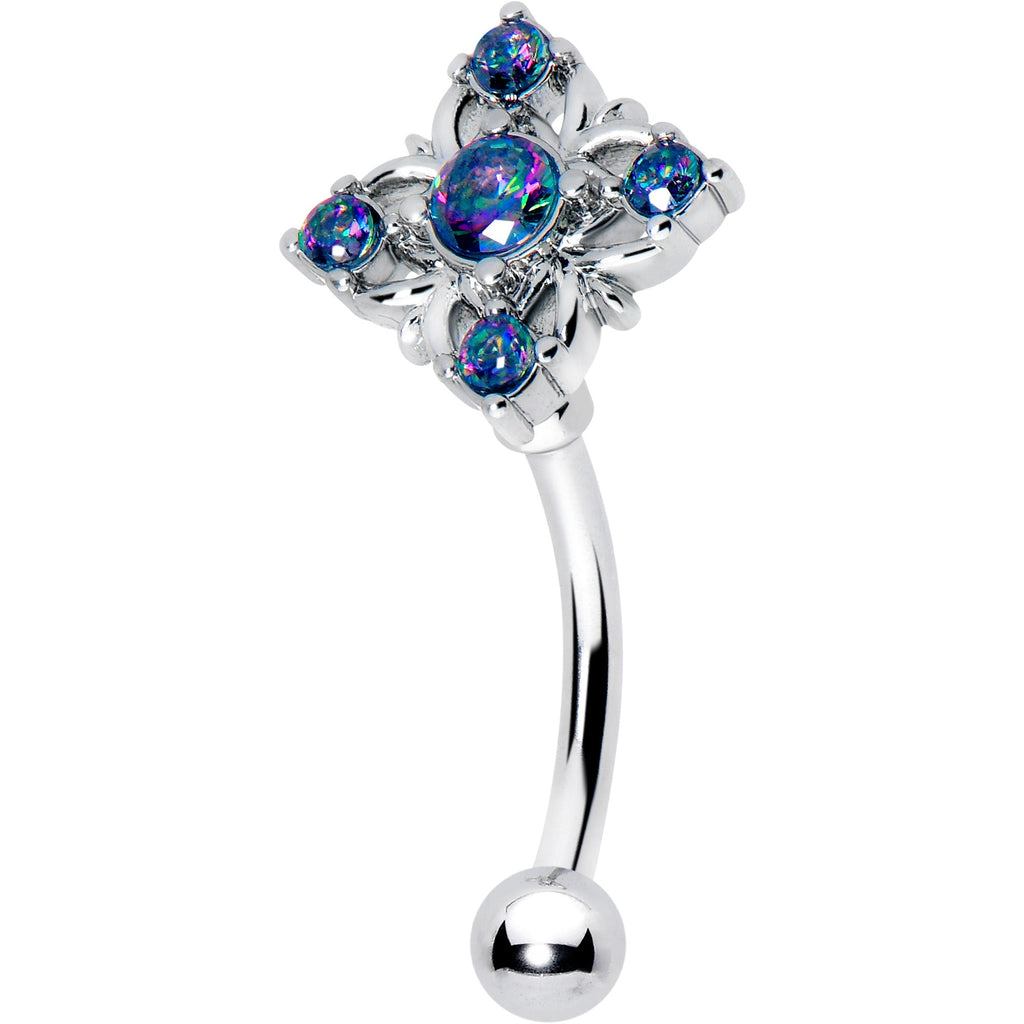 BodyCandy 16G 5/16 Vitrail CZ Gem Beauty Cross Curved Eyebrow Ring — main product shot
