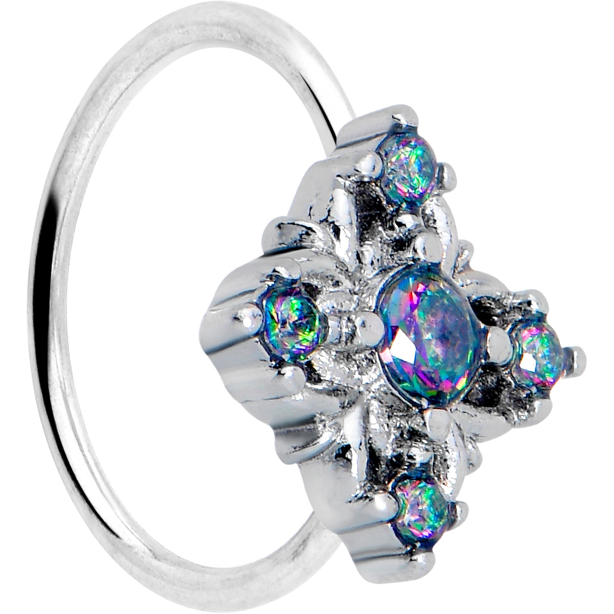 BodyCandy 20G 5/16 Vitrail CZ Gem Beauty Cross Nose Hoop — main product shot
