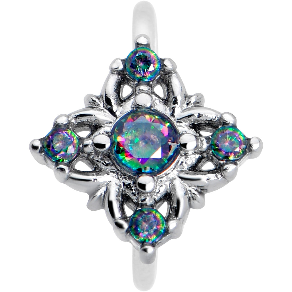 BodyCandy 20G 5/16 Vitrail CZ Gem Beauty Cross Nose Hoop — detail close-up